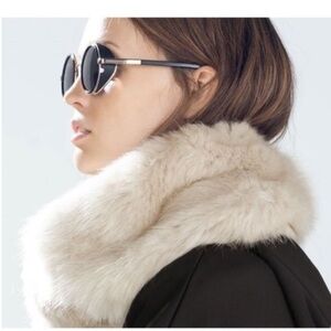 Zara Faux Fur Scarf in Tan